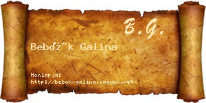 Bebők Galina névjegykártya